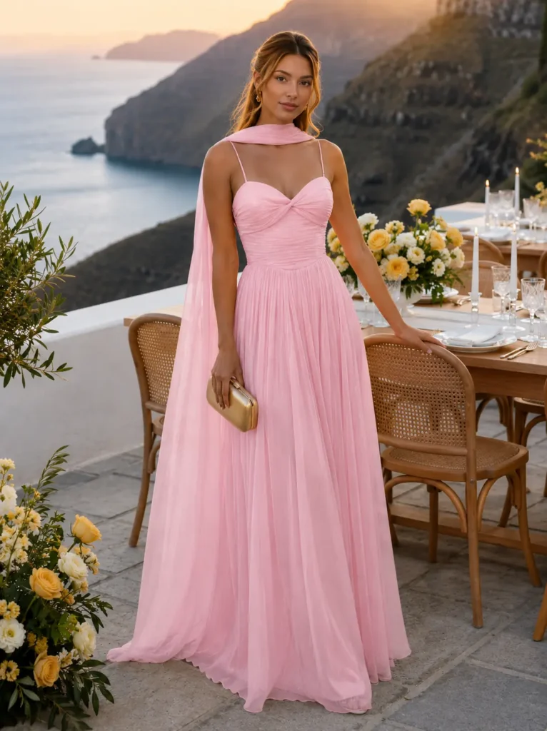 Bella pink pánt nélküli maxi ruha